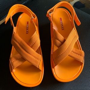 Prada Orange Heeled Sandals